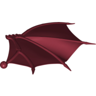 Lego Creature Body Part, Dragon Wing 26 x 16 Folding Right with Spikes and Ball Joint Connector / Dark Red