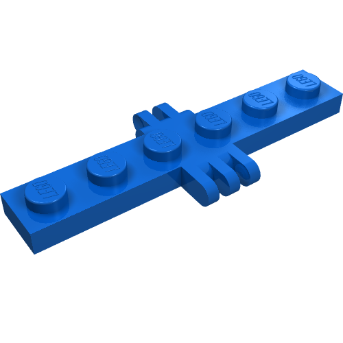 Lego Hinge Plate 1 x 6 with 2 and 3 Fingers On Sides / Blue