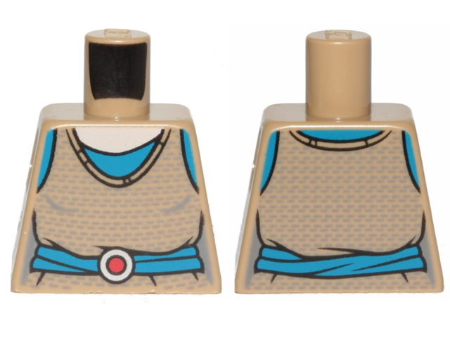 Lego Torso SW Dark Tan Shirt, Blue Belt with Red Buckle Pattern / Dark Tan