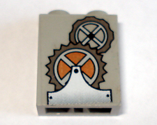 Lego Brick 1 x 2 x 2 with Inside Axle Holder with Gears Pattern (Sticker) - Set 1382