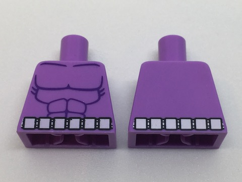 Lego Torso Batman Muscles Outline with Belt with 6 White Squares Front and Reverse Pattern