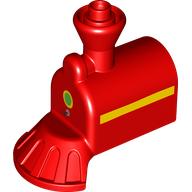 Lego Duplo Train Front, Steam Engine with Cow Catcher with Green Light and Yellow Stripe Print