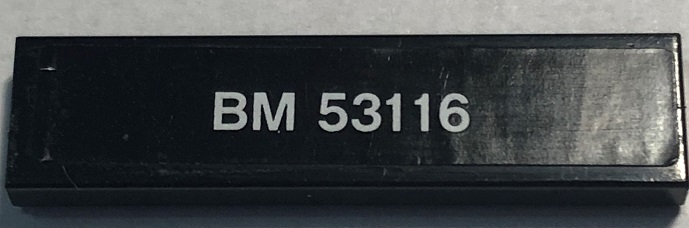 Lego Tile 1 x 4 with 'BM 53116' Pattern (Sticker) - Set 79116