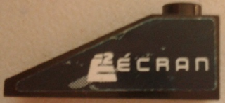 Lego Slope 33 3 x 1 with Gray Swirls and 'E2 ÉCRAN' Pattern Model Left Side (Sticker) - Set 8161 / Black