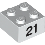 Lego Brick 2 x 2 with Black "21" Print