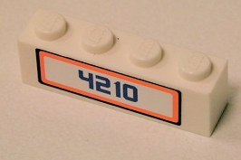 Lego Brick 1 x 4 with Blue '4210' Pattern (Sticker) - Set 4210