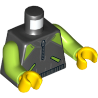 Lego Torso Jacket with Lime Shoulders with Zipper and Lime Pockets Print, Lime Arms, Yellow Hands / Black