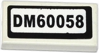 Lego Tile 1 x 2 with 'DM60058' Pattern (Sticker) - Set 60058 / White