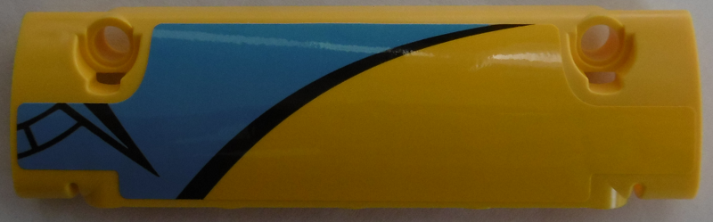 Lego Technic, Panel Curved 11 x 3 with Black Curved Line and Compass Point on Dark Azure and Yellow Background Pattern Model Right Side (Sticker) - Set 42074