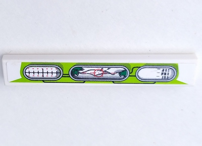 Lego Tile 1 x 6 with Three Displays on Lime Background Pattern (Sticker) - Set 8863