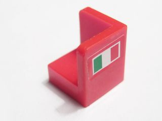 Lego Panel 1 x 1 x 1 Corner with Italian Flag Pattern Model Left Side (Sticker) - Sets 8142 / 8362