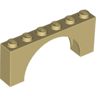 Lego Brick Arch 1 x 6 x 2 - Very Thin Top without Reinforced Underside / Tan