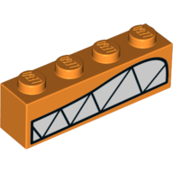 Lego Brick 1 x 4 with Angry Mouth, Sharp Teeth print / Orange