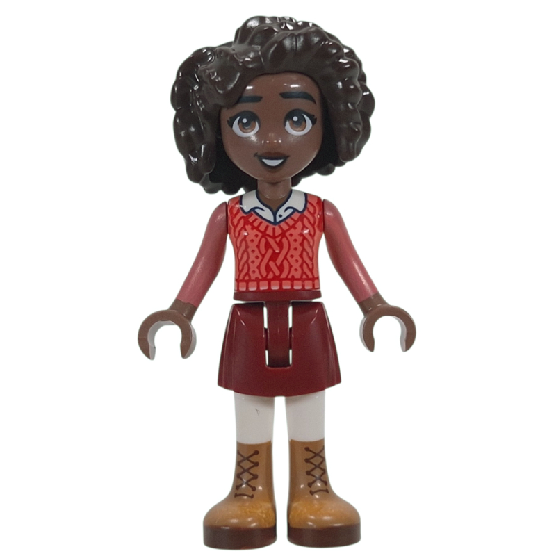 Lego Aliya, Coral Shirt, Dark Red Skirt