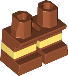Lego Legs Short with Molded Horizontal Bright Light Yellow Stripes Pattern / Dark Orange