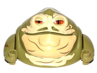 Lego Body SW Hutt Adult - Torso and Head with Arms with Tan Face, Orange Eyes and Dark Tan Wrinkles Pattern