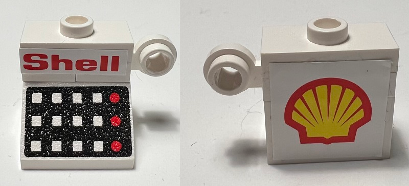 Lego Stickered Assembly 2 x 2 x 1 2/3 with Red 'Shell' and Logo Pattern Model Right Side (Stickers) - Set 6371