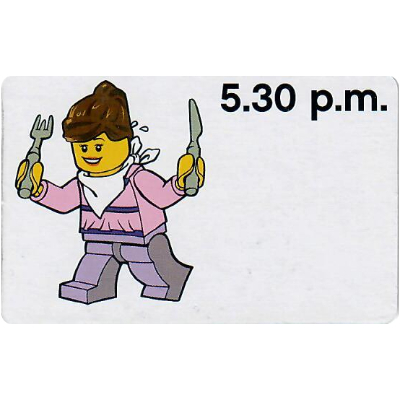 Lego Activity Card, Time-Teaching 12-Hour Clock 5.30 p.m., Female