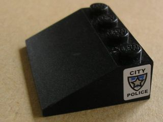Lego Slope 33 3 x 4 with Star Badge and 'CITY POLICE' Pattern on Both Sides (Stickers) - Set 8135