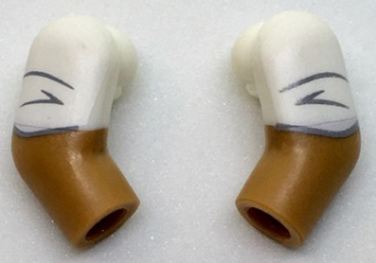 Lego Arm, (Matching Left and Right) Pair with White Rolled Up Sleeves Pattern / Medium Nougat