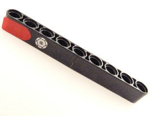 Lego Technic, Liftarm Thick 1 x 9 with Red Area and Silver Filler Cap Pattern (Sticker) - Set 8645