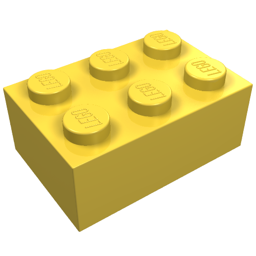 Lego Brick 2 x 3 without Cross Supports / Yellow