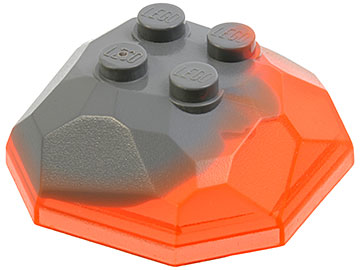 Lego Rock 4 x 4 Octagonal Boulder, Top with Marbled Trans-Neon Orange Pattern