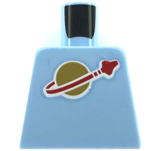 Lego Torso with Classic Space Logo High on Torso Pattern, Inside with Ribs (second reissue) / Bright Light Blue