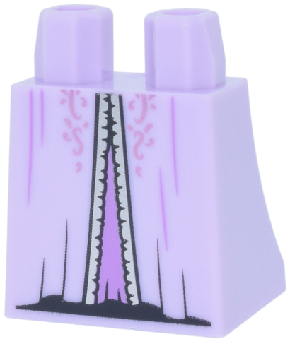 Lego Lower Body, Skirt with Robe with Silver and Black Trim, Metallic Pink Swirls over Medium Lavender Panel Pattern