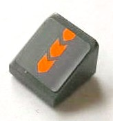 Lego Slope 30 1 x 1 x 2/3 with Orange Arrows Pattern (Sticker) - Set 8154 / Dark Bluish Gray