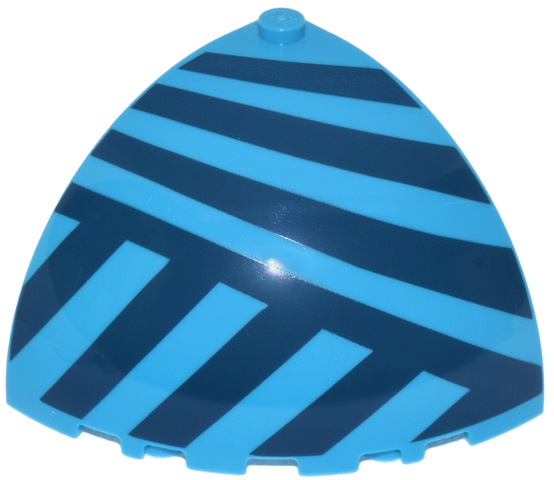 Lego Panel 5 x 5 x 3 1/3 Corner Convex with Curved Top with Dark Blue Diagonal Stripes Pattern / Dark Azure
