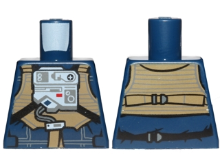 Lego Torso SW Rebel U-Wing Pilot with Dark Tan Vest and Light Bluish Gray Front Panel Pattern / Dark Blue