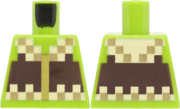 Lego Torso Pixelated Dark Brown, Dark Tan and Tan Vest with Gold Zipper Pattern