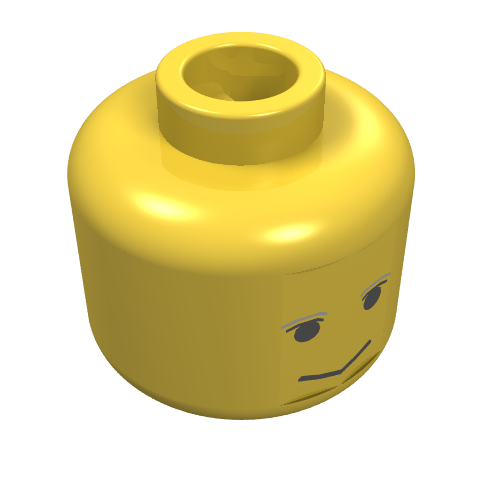 Lego Minifig Head Lobot, Gray Eyebrows & Implant Print [Blocked Open Stud]