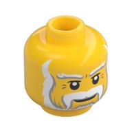 Lego Minifig Head King / Santa, Beard Gray and White Full, Thick Moustache and Eyebrows Print
