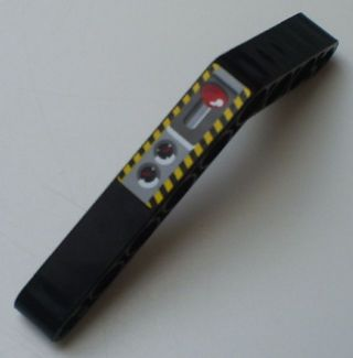 Lego Technic, Liftarm, Modified Bent Thick 1 x 9 (6 - 4) with Lever and Gauges Pattern (Sticker) - Sets 8482 / 8483 / Black