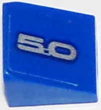 Lego Slope 30 1 x 1 x 2/3 with Silver '5.0' on Blue Background Pattern Model Left Side (Sticker) - Set 75871