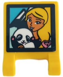 Lego Flag 2 x 2 Square with Flat Edge with Screen with Female Character, Baby Panda and Heart Pattern (Sticker) - Set 41429