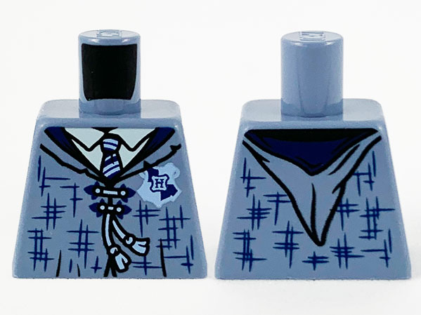 Lego Torso Female Tattered Robe, Hogwarts Patch, Dark Blue Lapels and Tie Pattern / Sand Blue