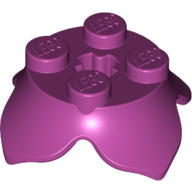 Lego Plant, Leaves, Round 2 x 2 x 2/3 with + Axle Hole and 4 Leaf Extensions / Magenta