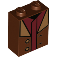 Lego Brick 1 x 2 x 2 with Dark Red Shirt, Reddish Brown Coat Print