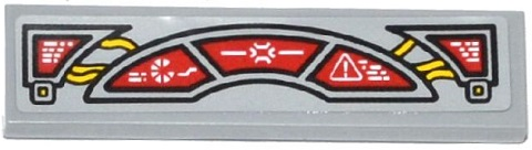 Lego Tile 1 x 4 with 5 Red Screens and Yellow Wires Pattern (Sticker) - Set 70815