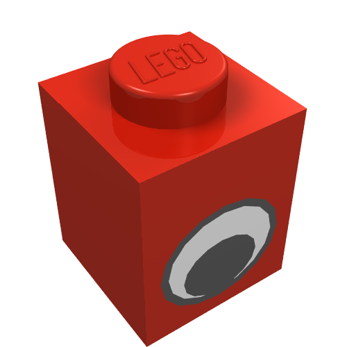 Lego Brick 1 x 1 with Simple Eye Black and White Print / Red