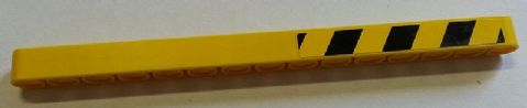 Lego Technic, Liftarm Thick 1 x 15 with Black and Yellow Danger Stripes Pattern Model Left Side (Sticker) - Set 8258 / Yellow