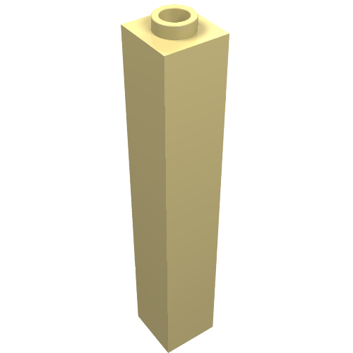 Lego Brick 1 x 1 x 5 with Blocked Open or Hollow Stud / Light Yellow