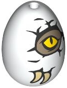 Lego Egg with Small Pin Hole with Dark Tan and Yellow Dinosaur Eye, Tan Claws and Black Cracks Pattern