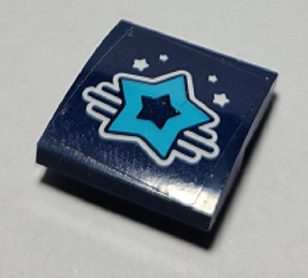 Lego Slope, Curved 2 x 2 x 2/3 with Medium Azure Star with Cutout, White Little Stars Pattern (Sticker) - Set 41364