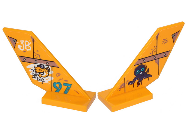 Lego Tail Shuttle with '97', 'JB', To DIP or DAB', Shrimp and Octopus Pattern on Both Sides (Stickers) - Set 70433