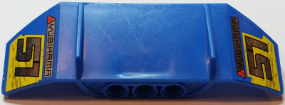 Lego Technic, Panel Car Spoiler 3 x 8 with Three Holes and 'YUBIHAMA' and '51' Pattern on Both Ends (Stickers) - Set 8494 / Blue