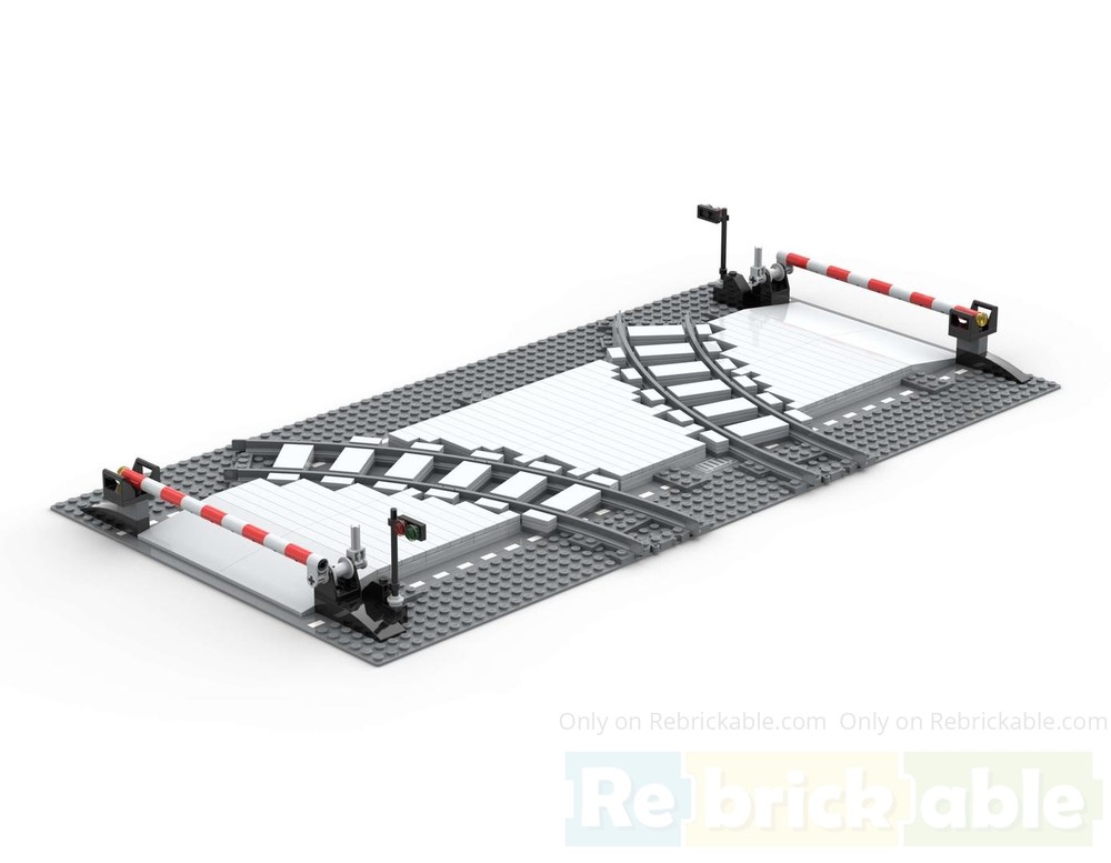 Lego Railway crossing (two turning tracks)